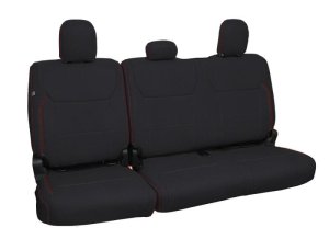 Ford F150 Rear Seat Covers - PRP Seats - SuperCrew Model - Black w/ Red Stitch - `21-`26